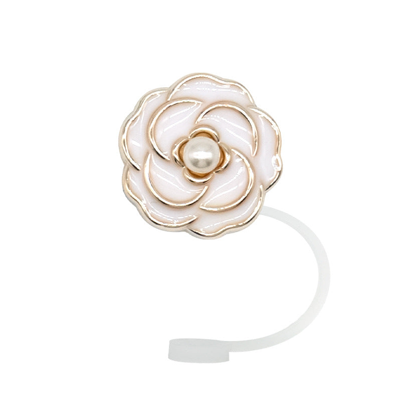 Wholesale 10pcs/packAcrylic Straw Cap Dust Plug Imitation Metal Shell